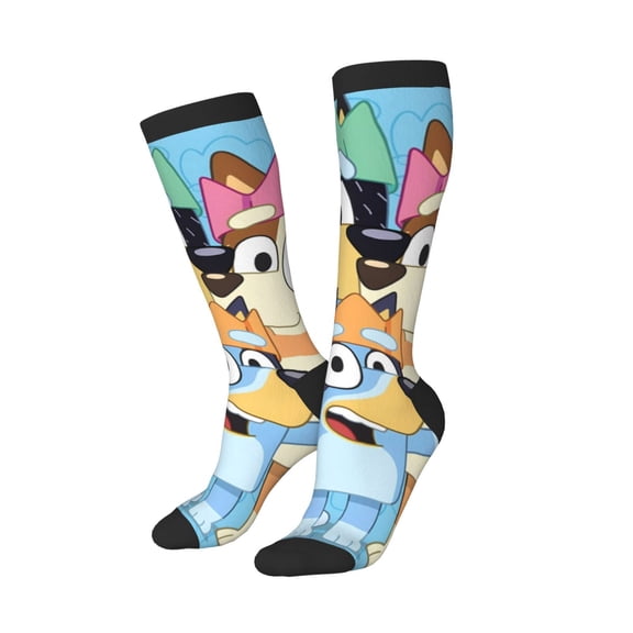 Lsque Bluey Printed Crew Socks Men's Women's LightWeight Thin Casual Calf Socks ,Knee High Socks,Cotton Socks
