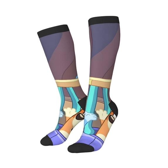 Lsque Bluey Printed Crew Socks Men's Women's LightWeight Thin Casual Calf Socks ,Knee High Socks,Cotton Socks
