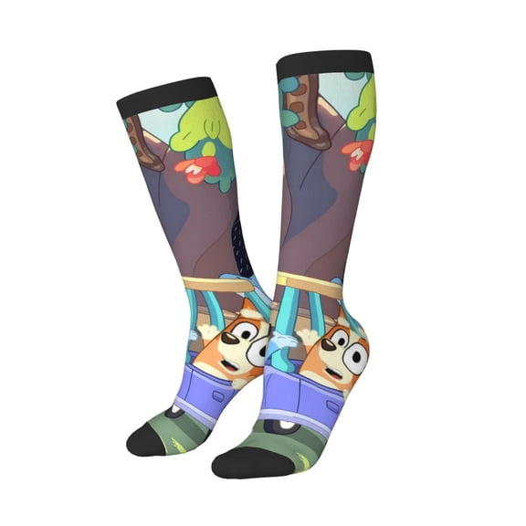 Lsque Bluey Printed Crew Socks Men's Women's LightWeight Thin Casual Calf Socks ,Knee High Socks,Cotton Socks