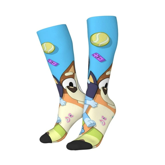 Lsque Bluey Printed Crew Socks Men's Women's LightWeight Thin Casual Calf Socks ,Knee High Socks,Cotton Socks