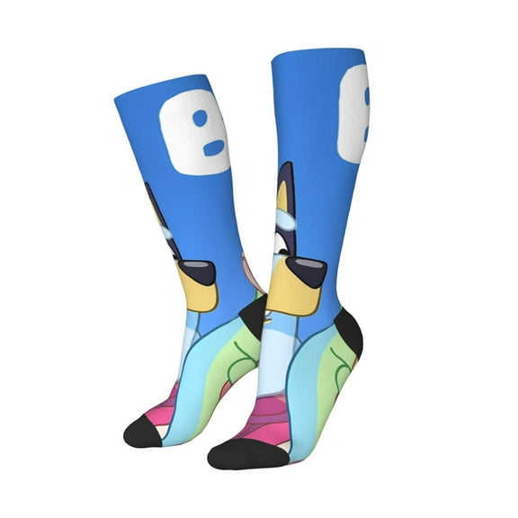 Lsque Bluey Printed Crew Socks Men's Women's LightWeight Thin Casual Calf Socks ,Knee High Socks,Cotton Socks