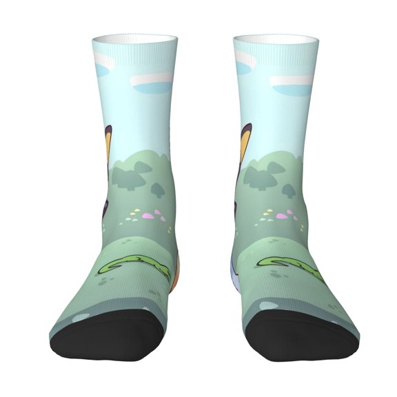 Lsque Bluey Printed Men's Crew Socks, Soft Durable Breathable Moisture-Wicking with Odor Control Cotton socks