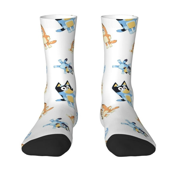 Lsque Bluey Printed Men's Crew Socks, Soft Durable Breathable Moisture-Wicking with Odor Control Cotton socks