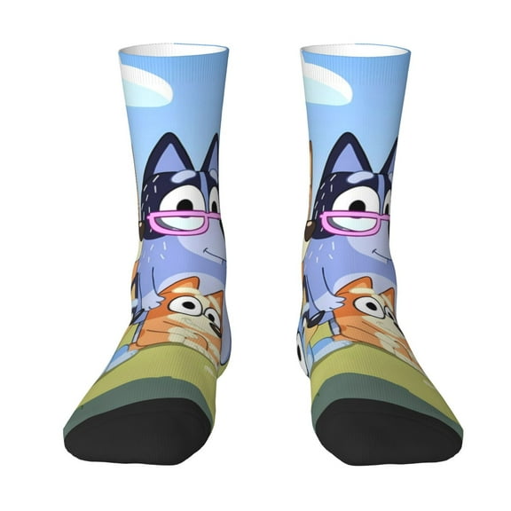 Lsque Bluey Printed Men's Crew Socks, Soft Durable Breathable Moisture-Wicking with Odor Control Cotton socks