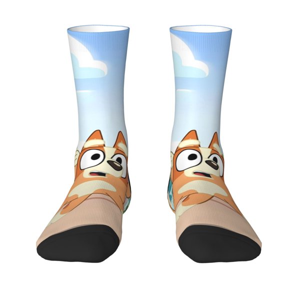 Lsque Bluey Printed Men's Crew Socks, Soft Durable Breathable Moisture-Wicking with Odor Control Cotton socks