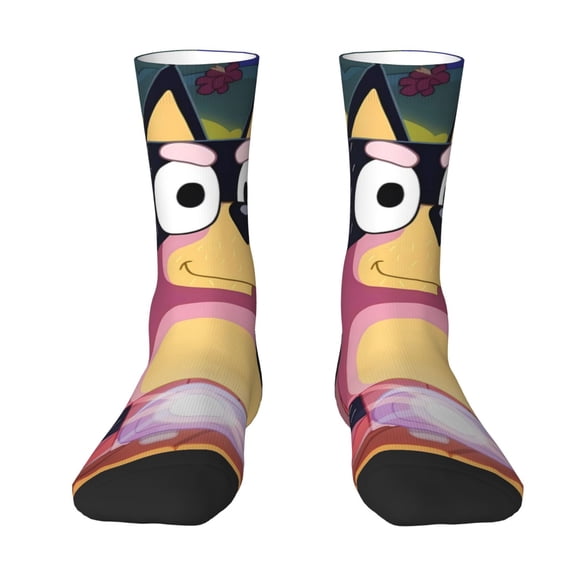 Lsque Bluey Printed Men's Crew Socks, Soft Durable Breathable Moisture-Wicking with Odor Control Cotton socks