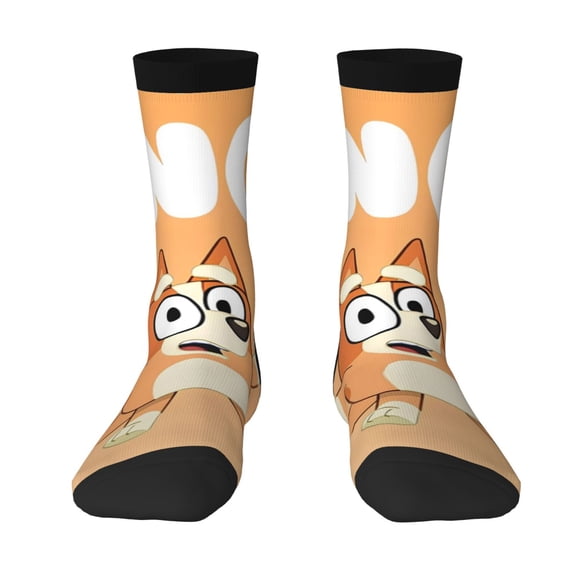 Lsque Bluey Printed Men's Crew Socks, Soft Durable Breathable Moisture-Wicking with Odor Control Cotton socks