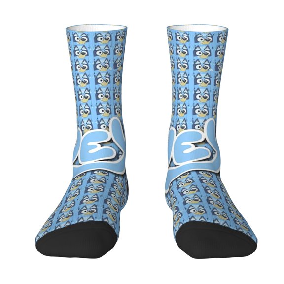 Lsque Bluey Printed Men's Crew Socks, Soft Durable Breathable Moisture-Wicking with Odor Control Cotton socks