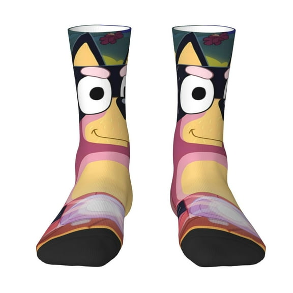 Lsque Bluey Printed Men's Crew Socks, Soft Durable Breathable Moisture-Wicking with Odor Control Cotton socks