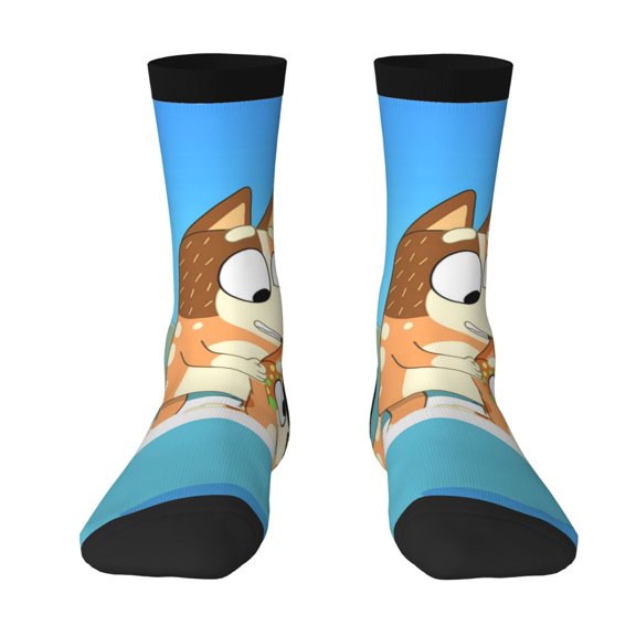 Lsque Bluey Printed Men's Crew Socks, Soft Durable Breathable Moisture-Wicking with Odor Control Cotton socks