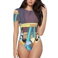 thumbnail image 1 of Lsque Bluey Women's Crew Neck Short Sleeve Bodysuit Basic T Shirts Tops Onesie Adult Cute Pajama-Medium, 1 of 8