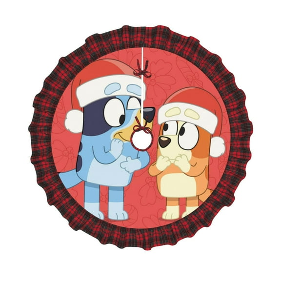 Lsque Bluey for Christmas Tree Skirt, Merry Christmas Tree Skirt Collar, Xmas Holiday Decoration-30"