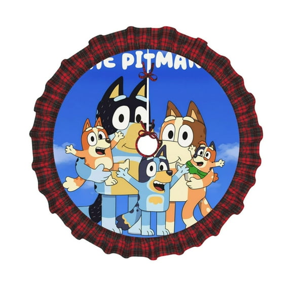 Lsque Bluey for Christmas Tree Skirt, Merry Christmas Tree Skirt Collar, Xmas Holiday Decoration-30"