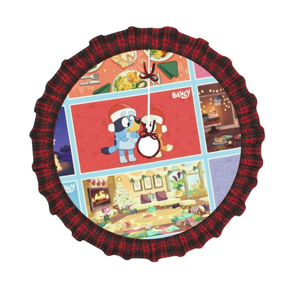 Lsque Bluey for Christmas Tree Skirt, Merry Christmas Tree Skirt Collar, Xmas Holiday Decoration-30"