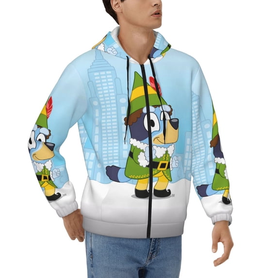 Lsque Bluey for Mens Full-zip Hoodie, Zip-up Pullover Hooded Sweatshirt, Kangaroo Pocket Hoodie Ideal for Daily Wear, Travel, and Home-XX-Large