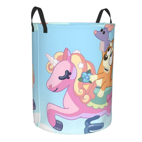 Lsque Bluey pattern Laundry Hamper Basket, Tall Woven Rope Hamper Basket for Clothes, Lightweight Storage Basket, Collapsible Waterproof-Medium