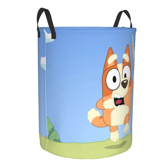 Lsque Bluey pattern Laundry Hamper Basket, Tall Woven Rope Hamper Basket for Clothes, Lightweight Storage Basket, Collapsible Waterproof-Small