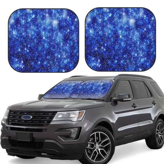 Lsque Blurred Star Snow Christmas 2 PCS Windshield Sun Shade | CarFoldable Window Covers | Car Accessories Reflect UV for Universal Cars SUV Truck | Large