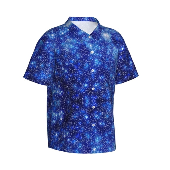 Lsque Blurred Star Snow Christmas pattern Hawaiian Shirt for Men, Unisex Summer Beach Casual Short Sleeve Button Down Shirts-XX-Large