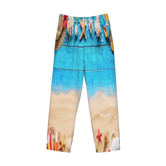 Lsque Boards and Beach Print Men's Pajama Pants, Lounge Pant - Comfortable Home Wear,Elastic Waistband, Stylish Design-Small