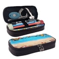 thumbnail image 1 of Lsque Boards and Beach Printed Big Capacity PU Leather Pencil Case Large Pencil Pouch Stationery Pen Bag Pencil Holder for Teen, 1 of 6