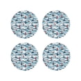 thumbnail image 1 of Lsque Boat In Ocean Pattern 4" Drink Coasters Set of 4, PVC Leather Absorbent Coasters, Table Coaster Set Decorative Coffee Cup Coasters Housewarming Gift -Round Shape, 1 of 6