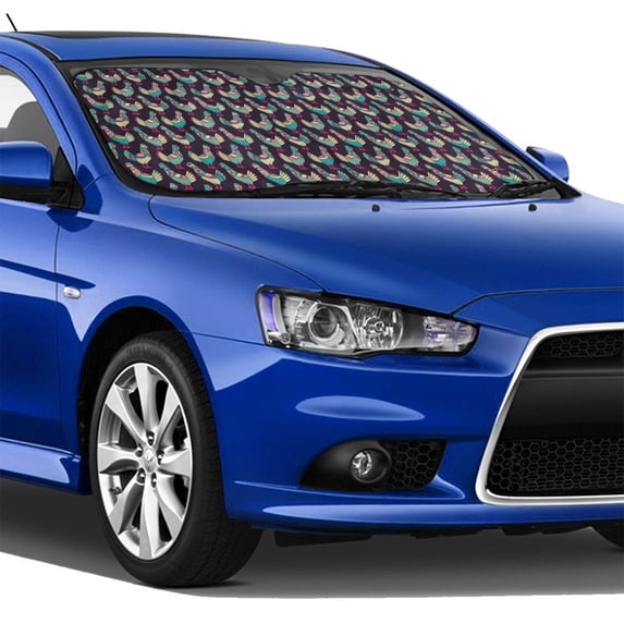 Lsque Bohemian Chicken Car Windshield Sun Shade | Accordion Folding Style Auto Shade for Car Truck SUV Van | Blocks UV Rays Sun Visor Protector | Medium