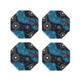 thumbnail image 1 of Lsque Bohemian Turtle Pattern 4" Drink Coasters Set of 4, PVC Leather Absorbent Coasters, Table Coaster Set Decorative Coffee Cup Coasters Housewarming Gift -Octagon, 1 of 6