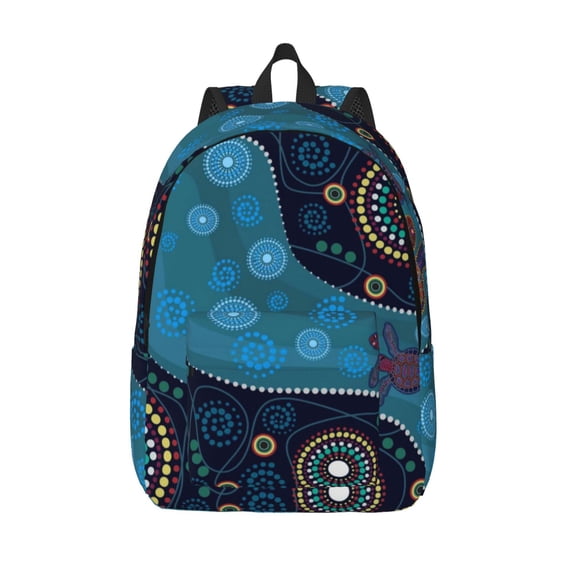 Lsque Bohemian Turtle Pattern Canvas Daypack, Durable Backpack, High-quality Versatile Backpack,Vintage Compact Backpack-Medium