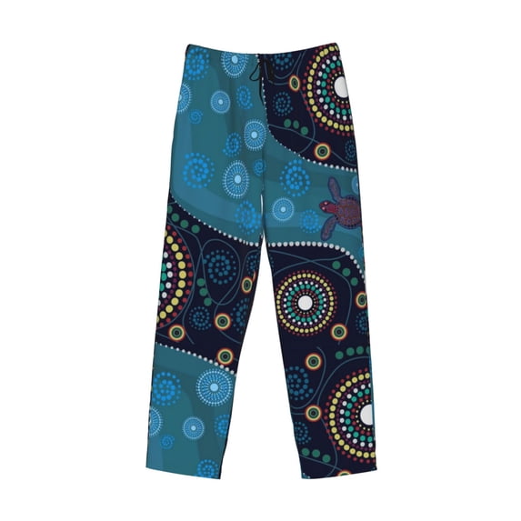 Lsque Bohemian Turtle Print Men's Pajama Pants, Lounge Pant - Comfortable Home Wear,Elastic Waistband, Stylish Design-X-Large