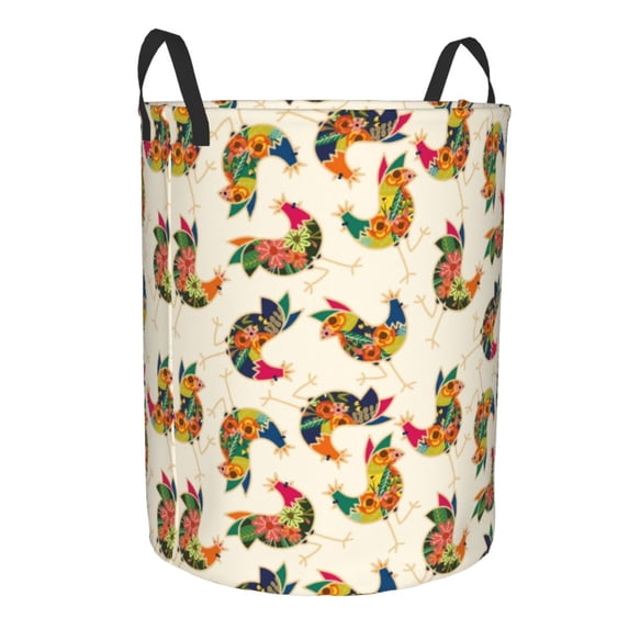 Lsque Boho Chicken pattern Laundry Hamper Basket, Tall Woven Rope Hamper Basket for Clothes, Lightweight Storage Basket, Collapsible Waterproof-Small