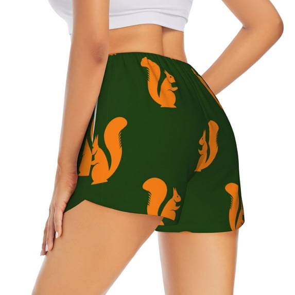 Lsque Bold Squirrel Silhouettes Printed Women's Running Shorts with Liner Pockets,Elastic Quick Dry Workout Athletic Gym Yoga Shorts,Womens High Waist Shorts-Medium