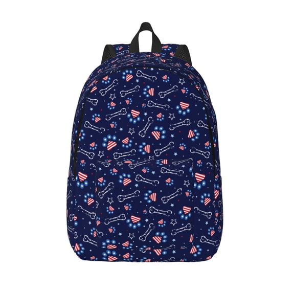 Lsque Bone And Star For American Pattern Canvas Daypack, Durable Backpack, High-quality Versatile Backpack,Vintage Compact Backpack-Small