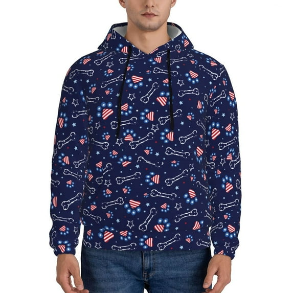 Lsque Bone And Star For American Pattern Casual Men's Hoodie,Hooded Sweatshirt with Kangaroo Pocket,Pullover Hoodie-XX-Large