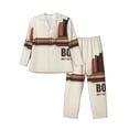 thumbnail image 1 of Lsque Books Key To Knowledge Pattern Long Sleeve Pajama Set for Men - Soft 2-Piece Sleepwear and Loungewear Set with Pockets, Comfy Nightwear-Large, 1 of 7
