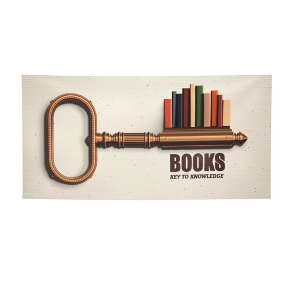 Lsque Books Key To Knowledge Pattern Party Banner, Festive Banner , Holiday Celebrations and Events for Carnival Birthday Party Festival Decorations-Small