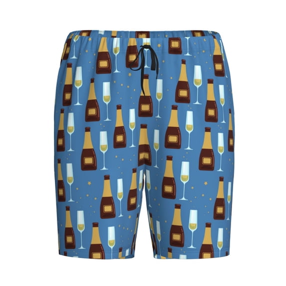 Lsque Bottle And Glass Mens Sleep Pajama Shorts,Short Pajama Pants, Cotton Ultra-Soft Knit-X-Large
