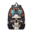 thumbnail image 1 of Lsque Bow Flower Skull Pattern Canvas Daypack, Durable Backpack, High-quality Versatile Backpack,Vintage Compact Backpack-Small, 1 of 6