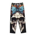thumbnail image 1 of Lsque Bow Flower Skull Print Women's Pajama Pants, Lounge Pant - Comfortable Home Wear,Elastic Waistband, Stylish Design-Large, 1 of 9