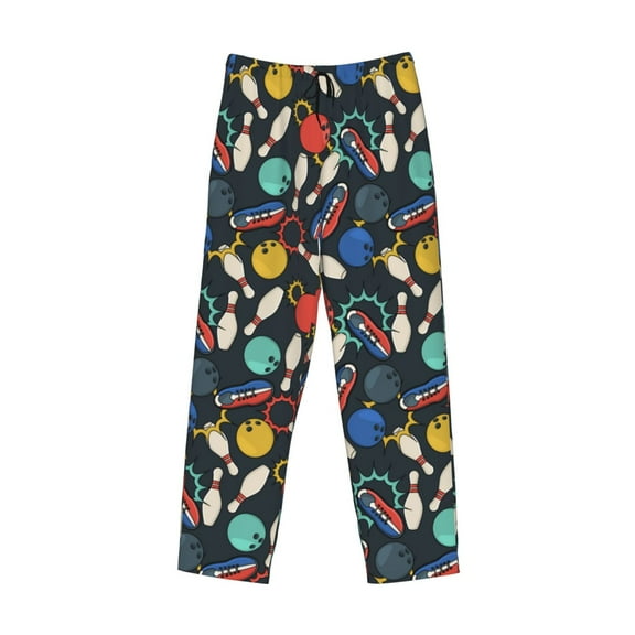 Lsque Bowling Ball Print Men's Pajama Pants, Lounge Pant - Comfortable Home Wear,Elastic Waistband, Stylish Design-Small