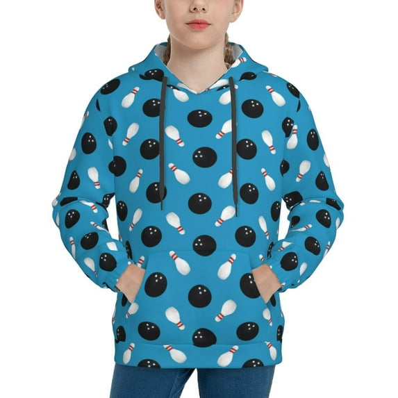 Lsque Bowling Balls Patten Youth Hoodie Sweatshirt Pullover with Kangaroo Pocket Boys and Girls Hoodie Warm Hoodie for Kids-Small