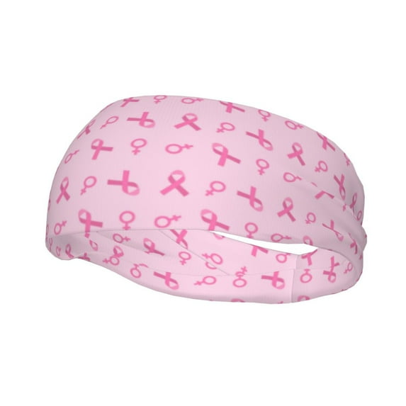 Lsque Breast Cancer Awareness 1 Pattern Sweatbands Sports Headband for Men & Women - Moisture Wicking Athletic Cotton Terry Cloth Sweatband for Tennis, Basketball, Running