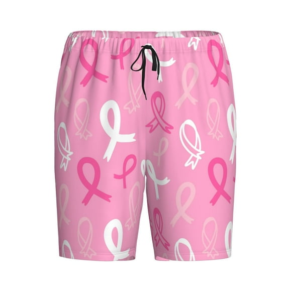 Lsque Breast Cancer Awareness (3) Mens Sleep Pajama Shorts,Short Pajama Pants, Cotton Ultra-Soft Knit-Medium