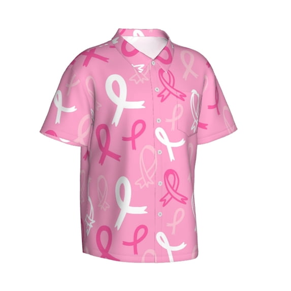 Lsque Breast Cancer Awareness (3) pattern Hawaiian Shirt for Men, Unisex Summer Beach Casual Short Sleeve Button Down Shirts-Medium