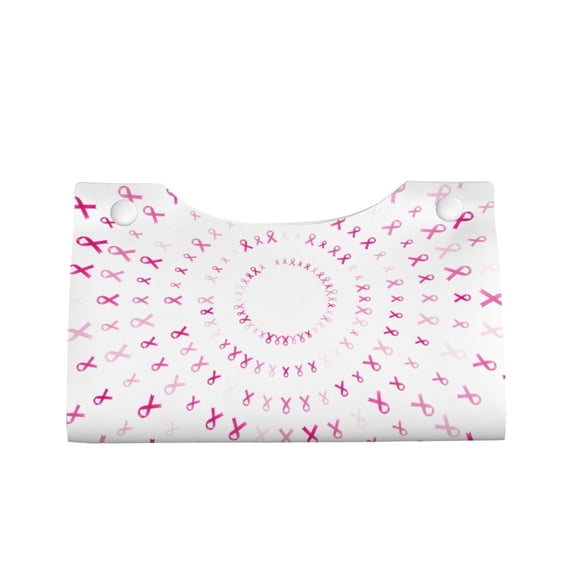 Lsque Breast Cancer Awareness (4) Printed Long Tissue Box Cover Holder, Facial Paper Organizer Dispenser,Triangle with Bottom Belt, PVC Leather Decorative Organizer