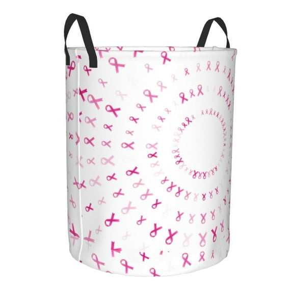Lsque Breast Cancer Awareness (4) pattern Laundry Hamper Basket, Tall Woven Rope Hamper Basket for Clothes, Lightweight Storage Basket, Collapsible Waterproof-Small