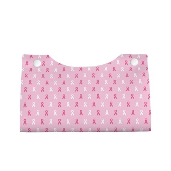 Lsque Breast Cancer Awareness5 Printed Long Tissue Box Cover Holder, Facial Paper Organizer Dispenser,Triangle with Bottom Belt, PVC Leather Decorative Organizer