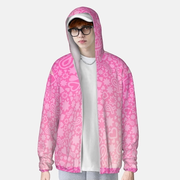 Lsque Breast Cancer Pink Ribbons Awareness UPF 50+ Lightweight Sun Protection Men's Women's Long Sleeve Shirt, Hoodie Performance -3X-Large