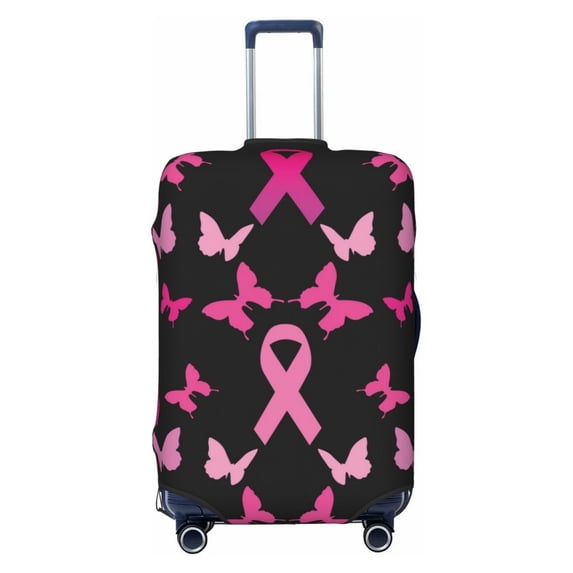 Lsque Breast Cancer Printed Luggage Cover, Travel Luggage Protector,Scratch and Dirt Resistant, Fits 18-32 Inch Luggage - Medium