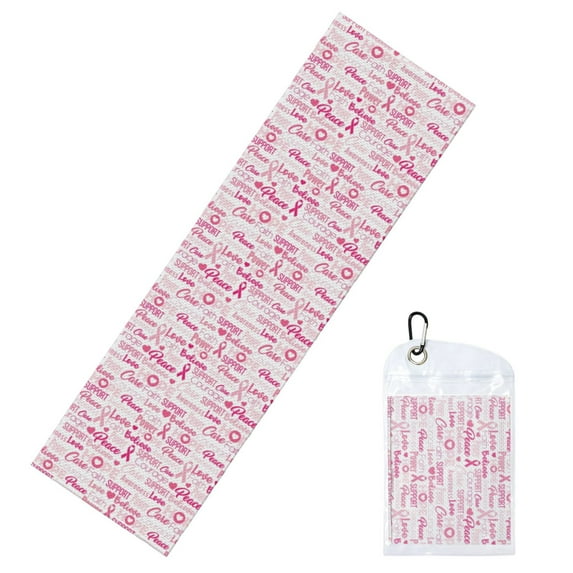 Lsque Breast Cancer Ribbons Awareness Printed Cooling Towel (40"x 12"), Ice Towel, Microfiber, Soft Breathable Chilly Towel for Yoga, Sport, Gym, Workout, Fitness, Running